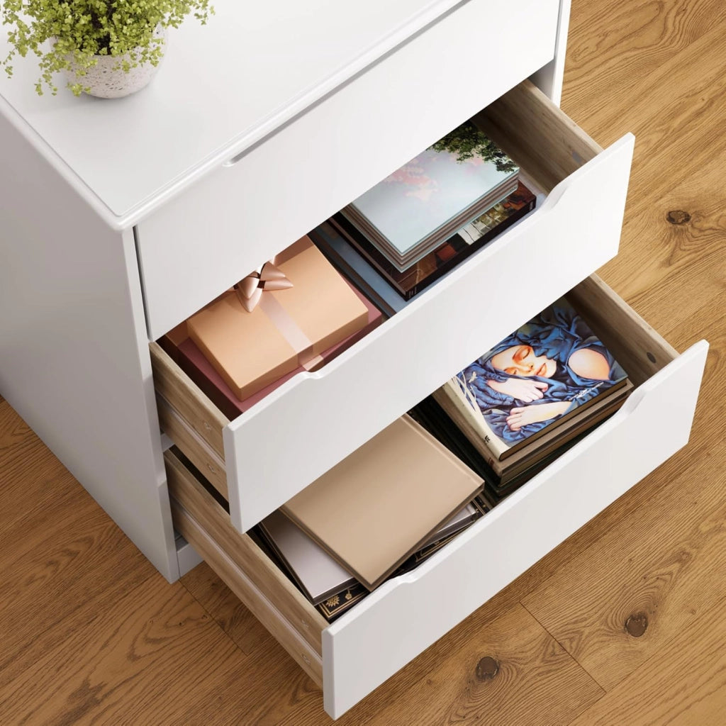 Cassettiera Camera da Letto con 3 cassetti, settimino camera da letto,Moderno e Salvaspazio per la Camera da Letto Soggiorno e Ingresso, 60 x 40 x 82 CM,Bianco