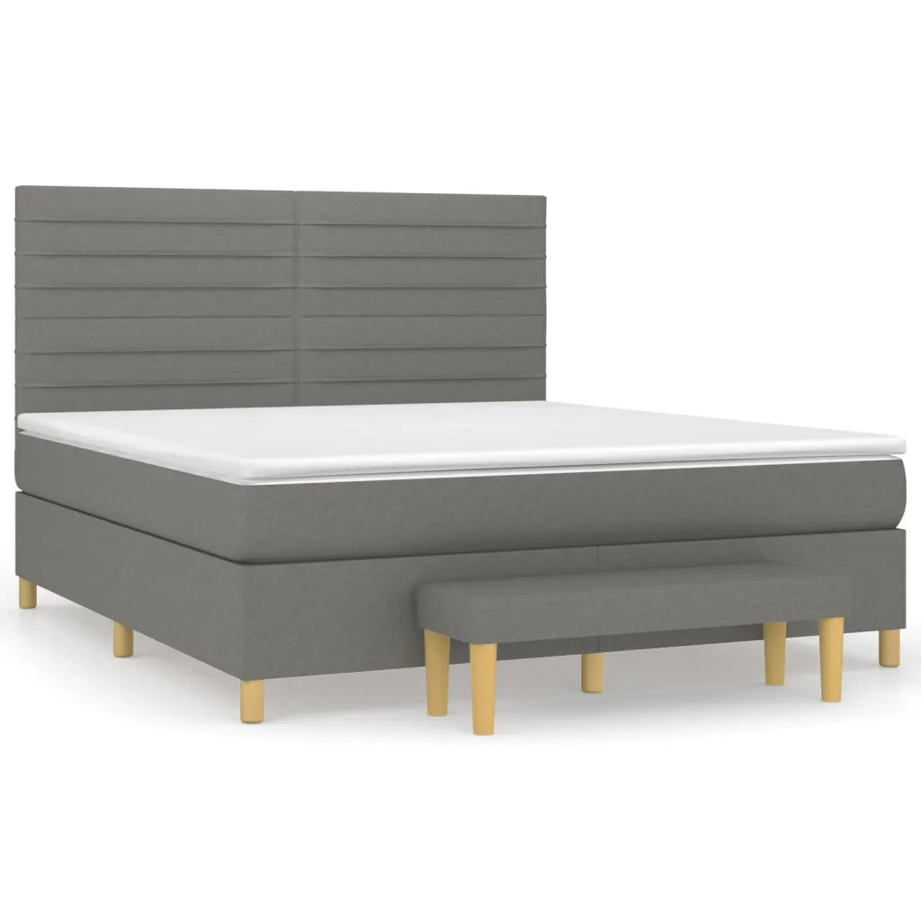Giroletto a Molle con Materasso Grigio Scuro 160x200 cm Tessuto