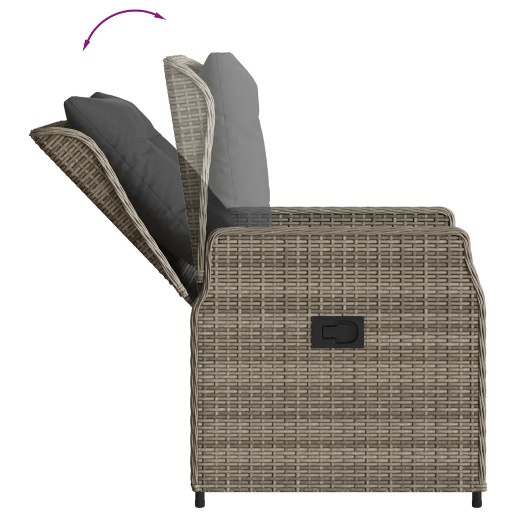 Set da BistrÃ² 3 pz con Cuscini Grigio in Polyrattan