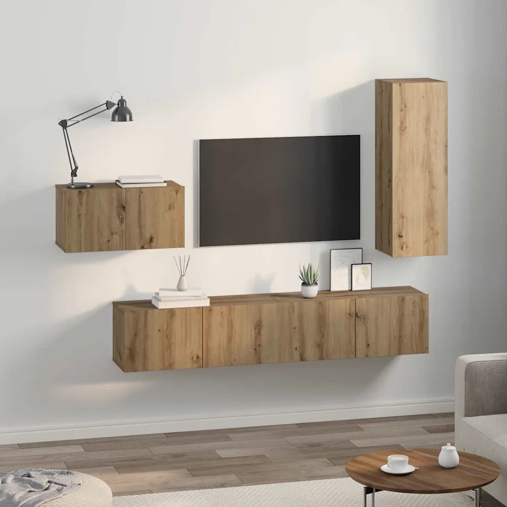 vidaXL Set mobile TV 4 pcs rovere artigianale 30.5 x 30 x 90 cm