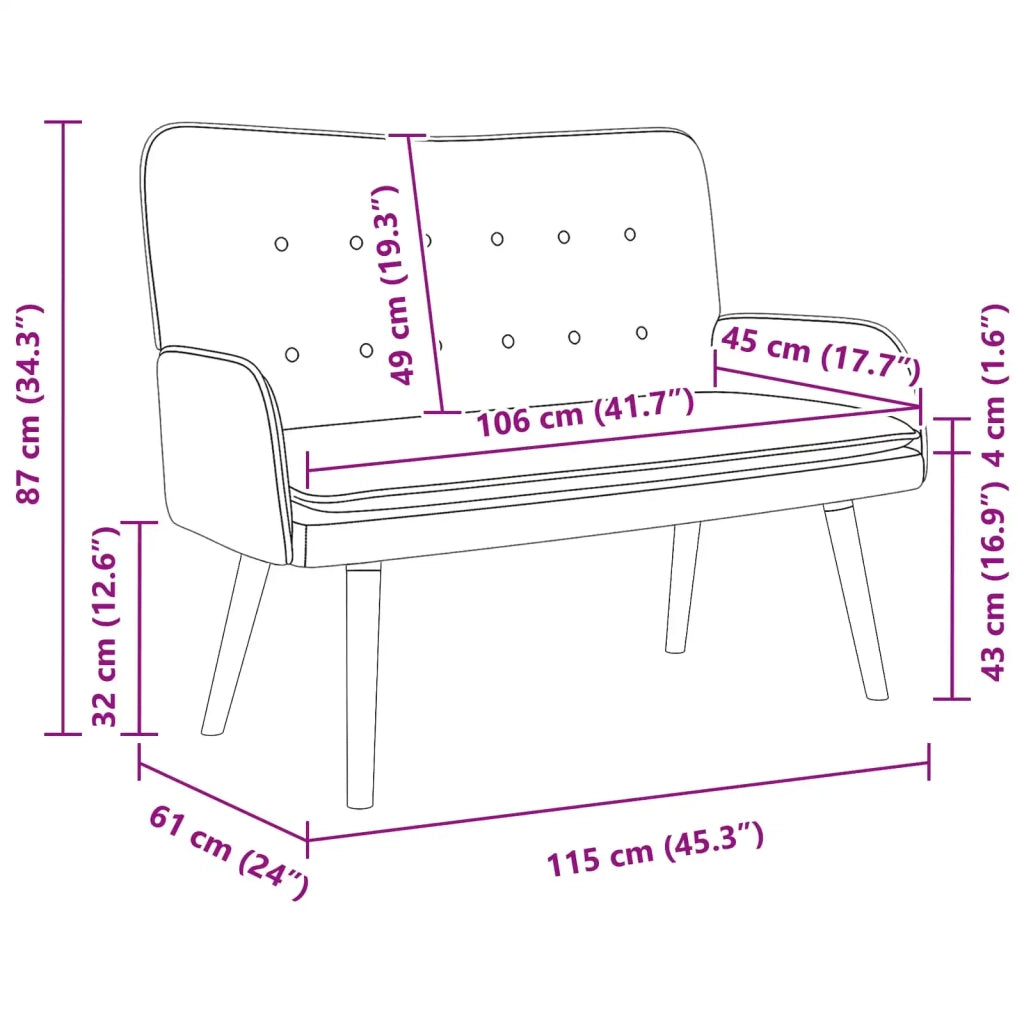 Sofa a Due Posti Giallo 115 x 61 x 87 cm Velluto