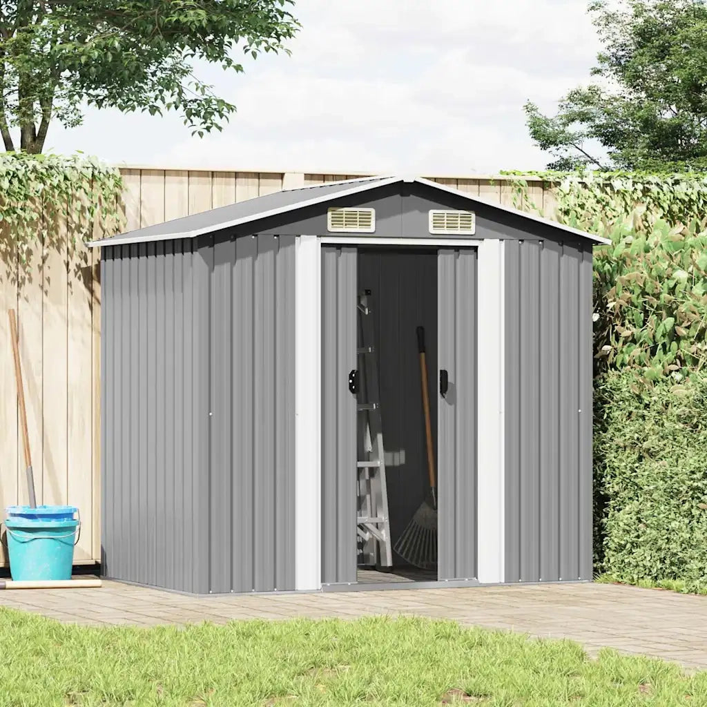 Capanno per Attrezzi in Metallo Grigio 204x132x186 cm cod mxl 51871