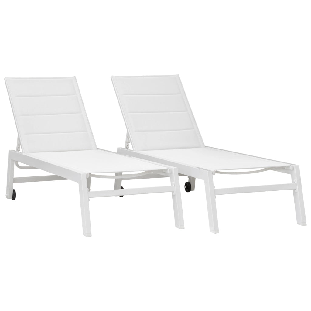Set di 2 lettini BARBADOS in textilene bianco - alluminio bianco