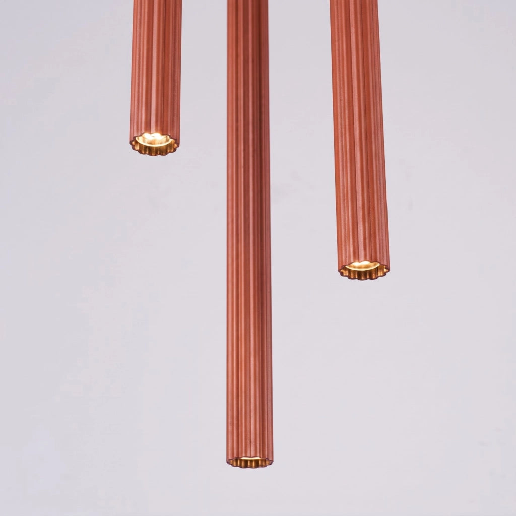 Lampada a sospensione ARCHE 3P ocra rossa