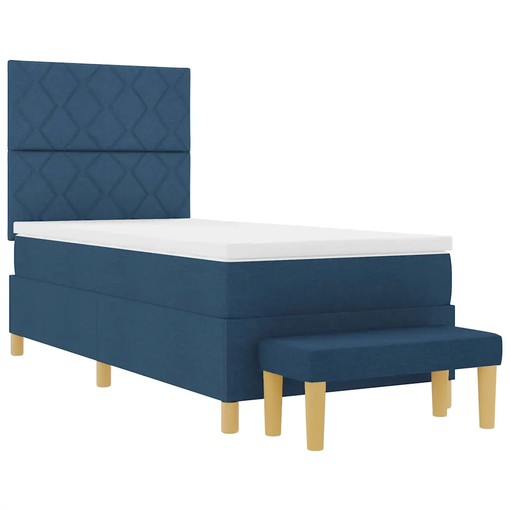 Letto a molle con testiera Blu 190 x 90 cm Tessuto 3344344