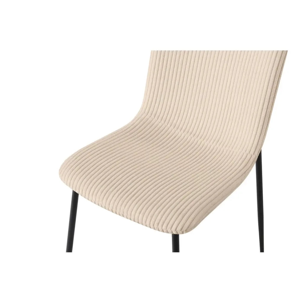 Sedia da sala da pranzo CORDUROY – Velluto a coste beige – Gambe in metallo nero – Stile design