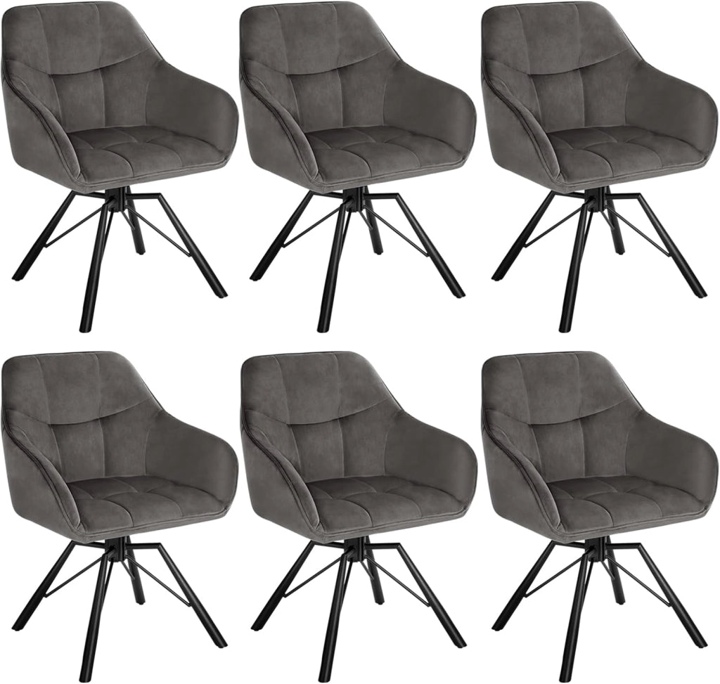 Sedia per Sala da Pranzo Girevole a 360°, Sedia da Cucina Imbottita con Gambe in Metallo, Poltroncina in Velluto per Camera da Letto, Soggiorno, Crema, BH365cm-1