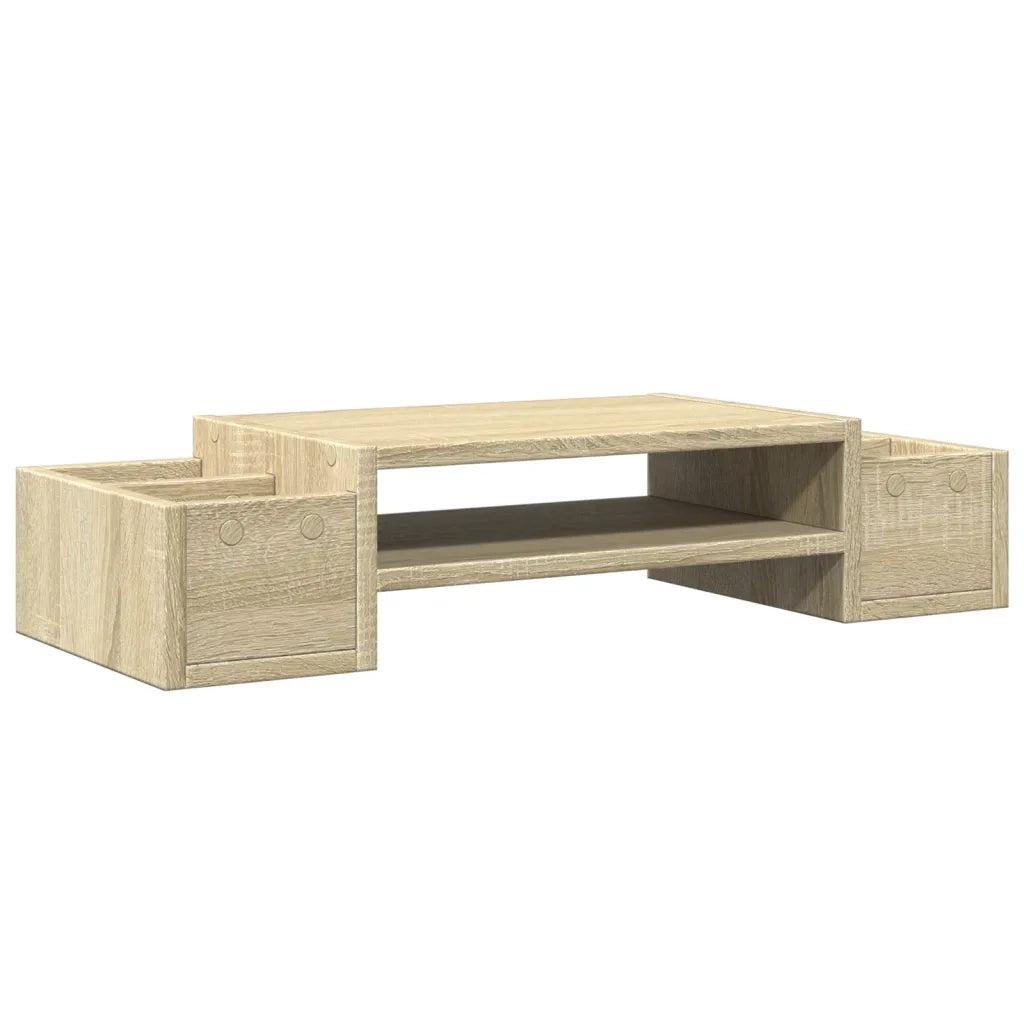 Supporto Monitor con Contenitore Rovere 70x27x15 cm Truciolato