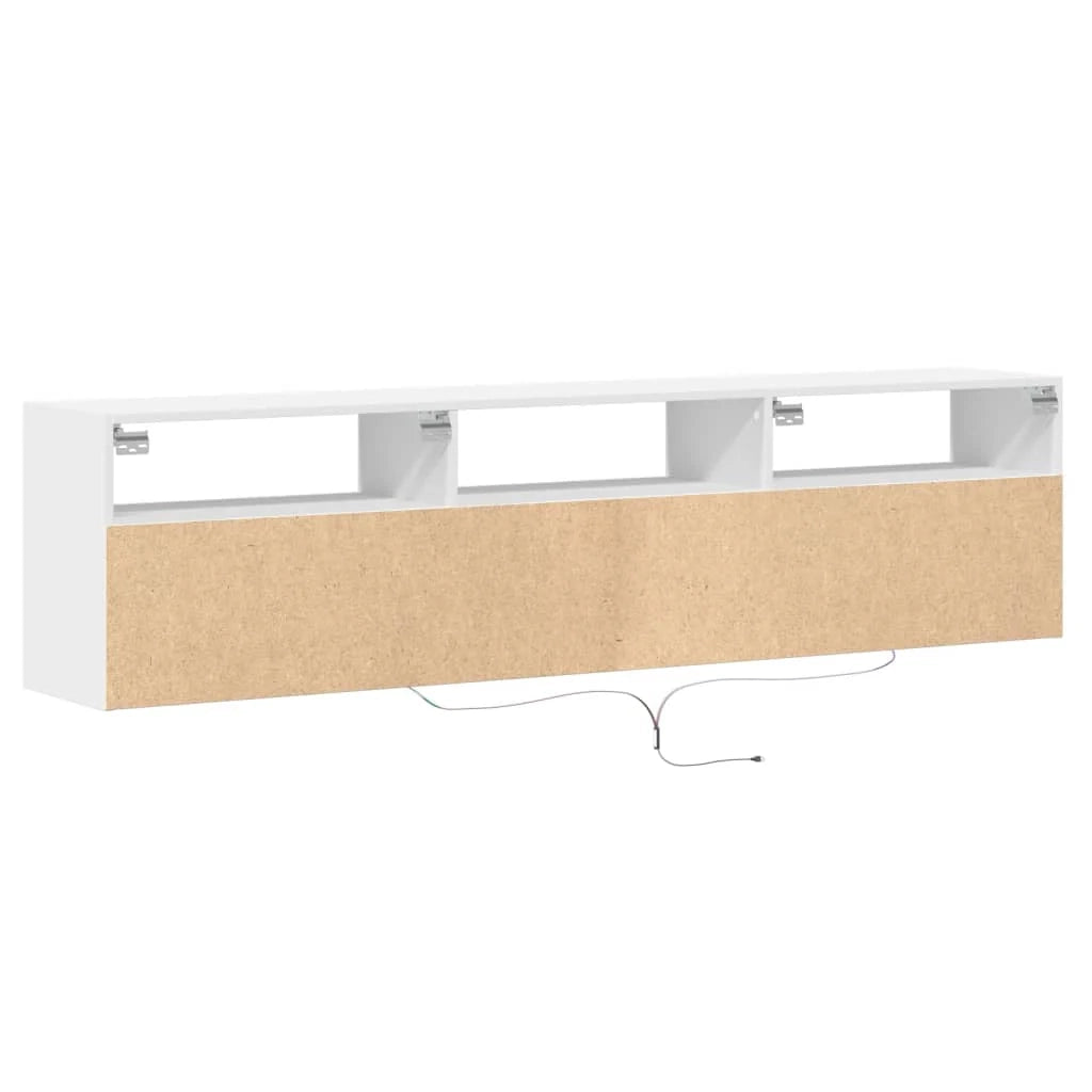 Mobile TV multimediale scaffale TV credenza mobile TV sala da pranzo soggiorno camera da letto montaggio a parete con illuminazione a LED 180 x 31 x 45 cm bianco 02_0027815