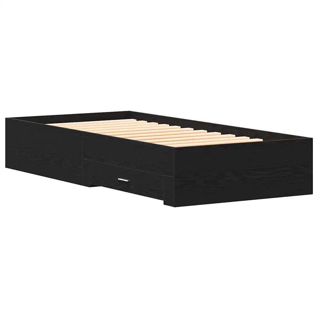 Struttura del letto con cassetto Rovere Nero 100 x 200 cm 3333983