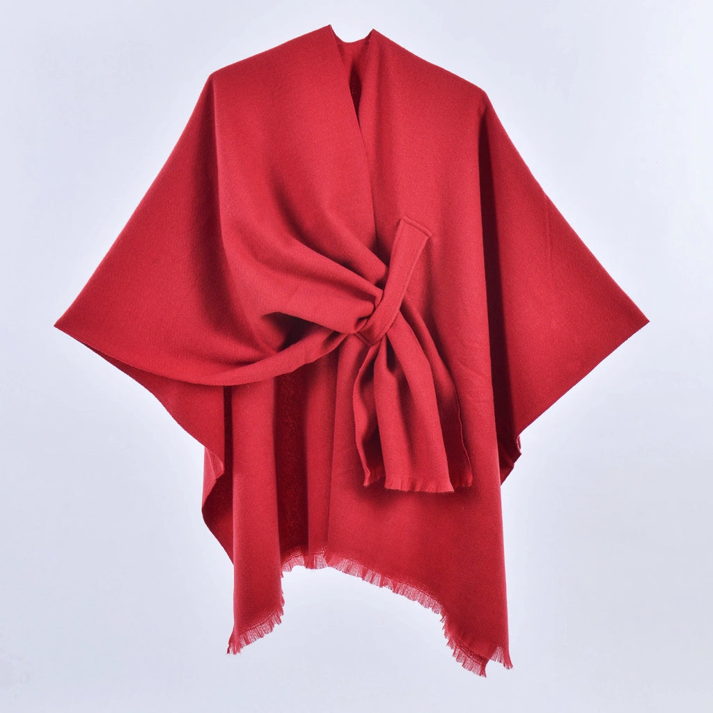 Sciarpa da donna, elegante mantello con cintura diagonale monocromatica