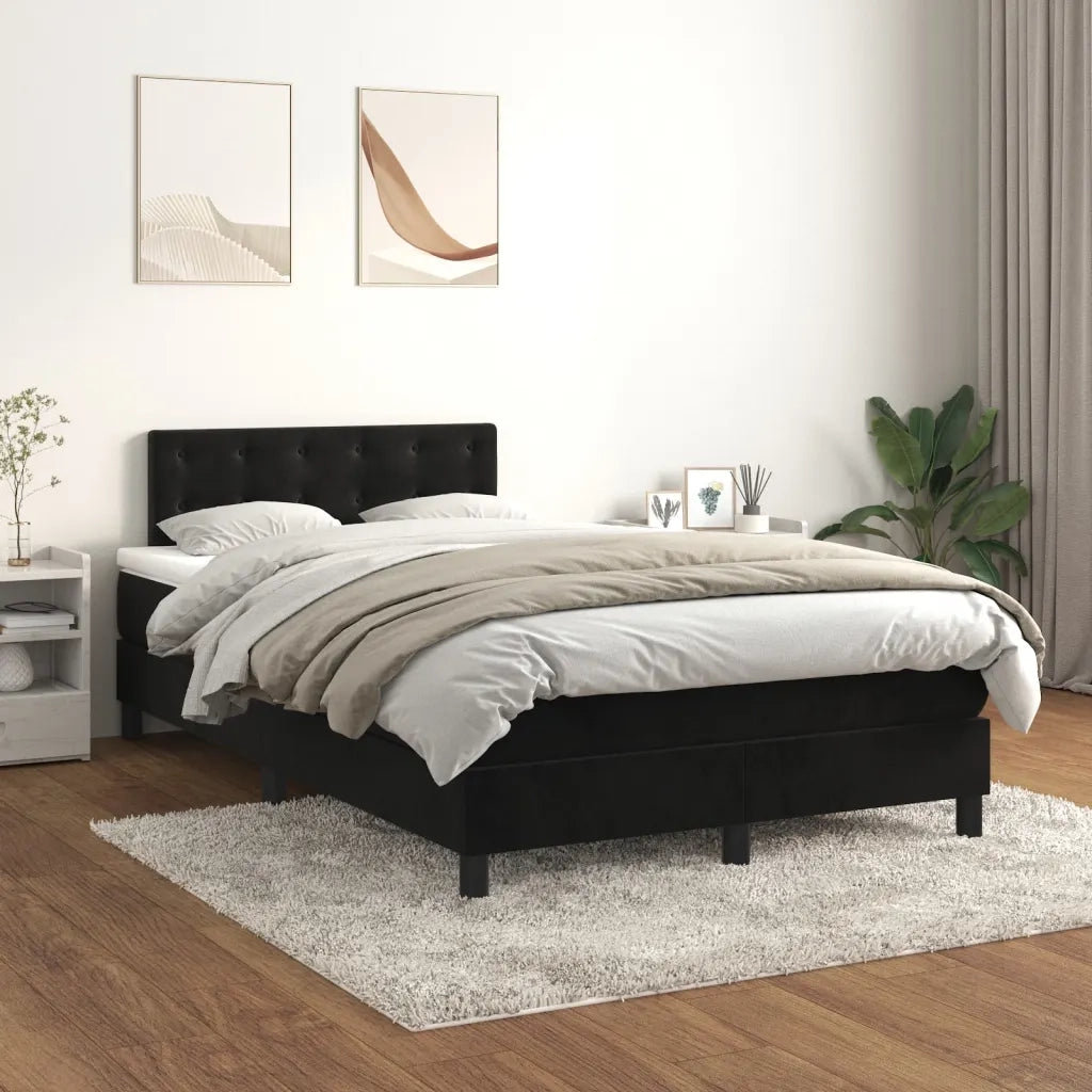 Giroletto a Molle con Materasso Nero 120x200 cm in Velluto 3141535
