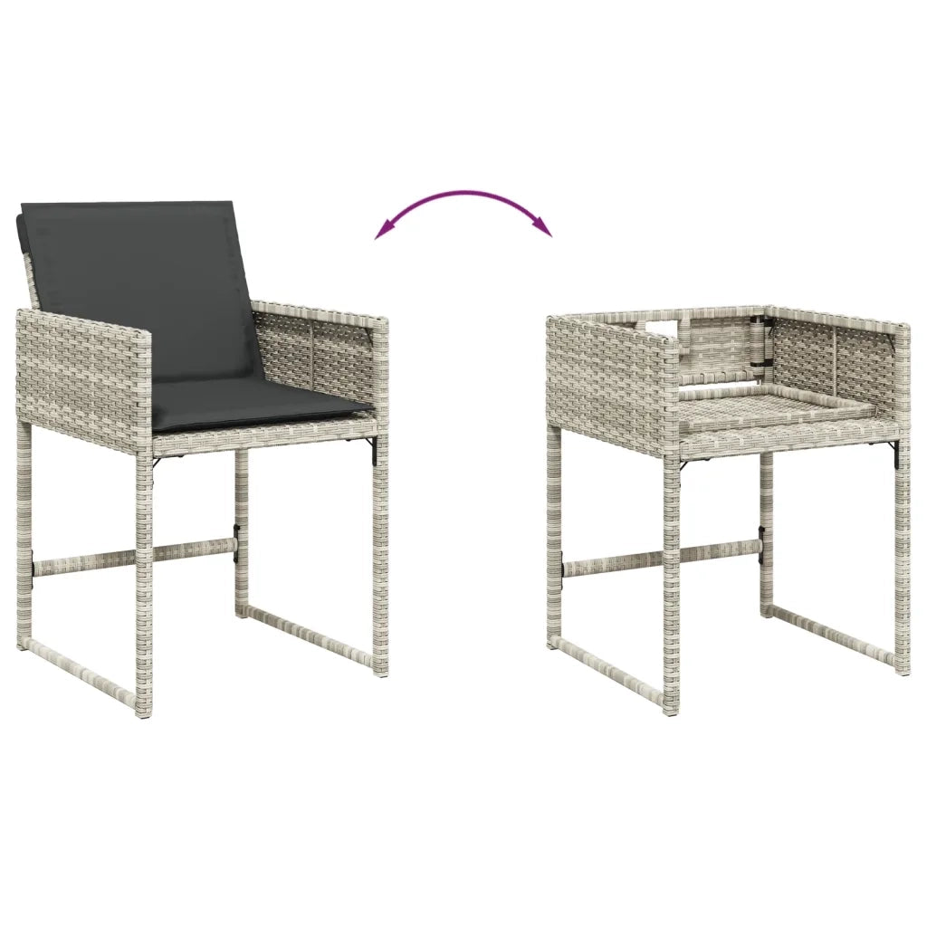 Sedie da Giardino con Cuscini 4 pz Grigio Chiaro in Polyrattan