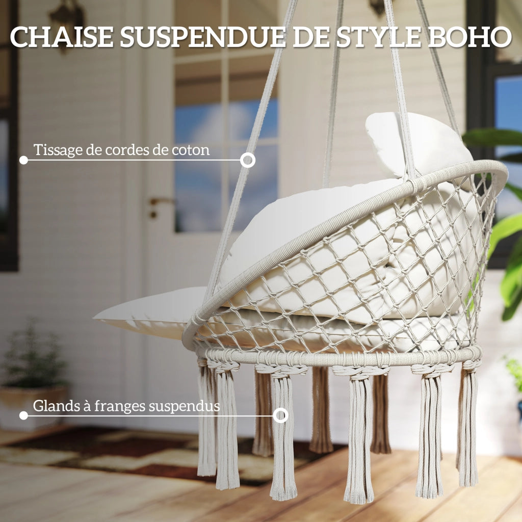 Sospensione a dondolo con cuscino ¨C zephmum ¨C crema 80x60x40 cm