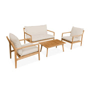 Salotto da giardino in acacia, 4 posti, beige