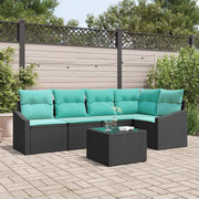 Set di divani con cuscino 6 pcs Nero polyrattan