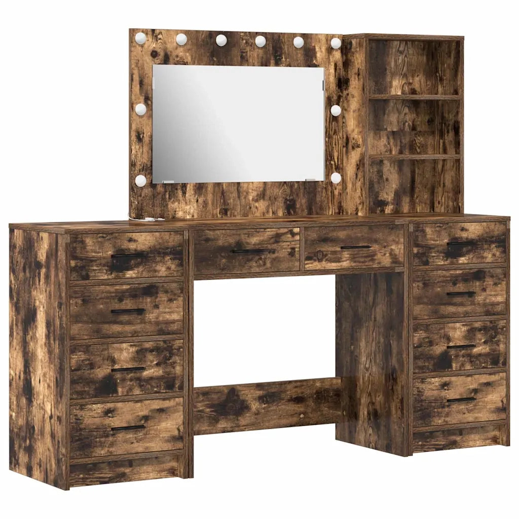 Tavolo da Trucco 3 pcs Rovere fumé Legno multistrato 3334213