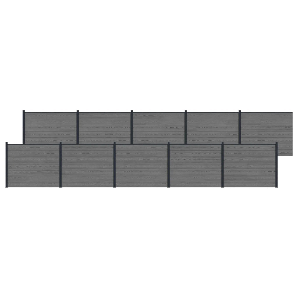 Pannello di Recinzione 10 pcs WPC e Alluminio Grigio