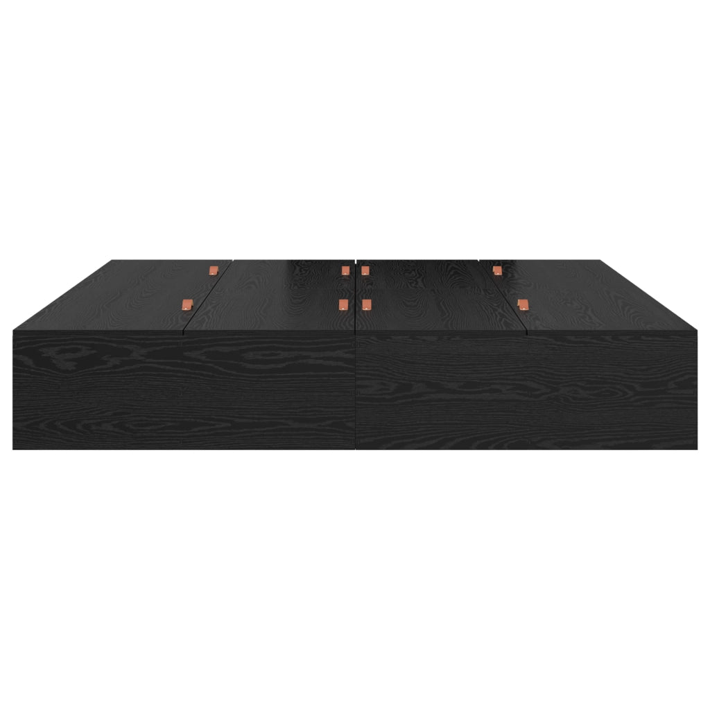 Struttura Letto con Contenitore  Nero Rovere 200x200 cm