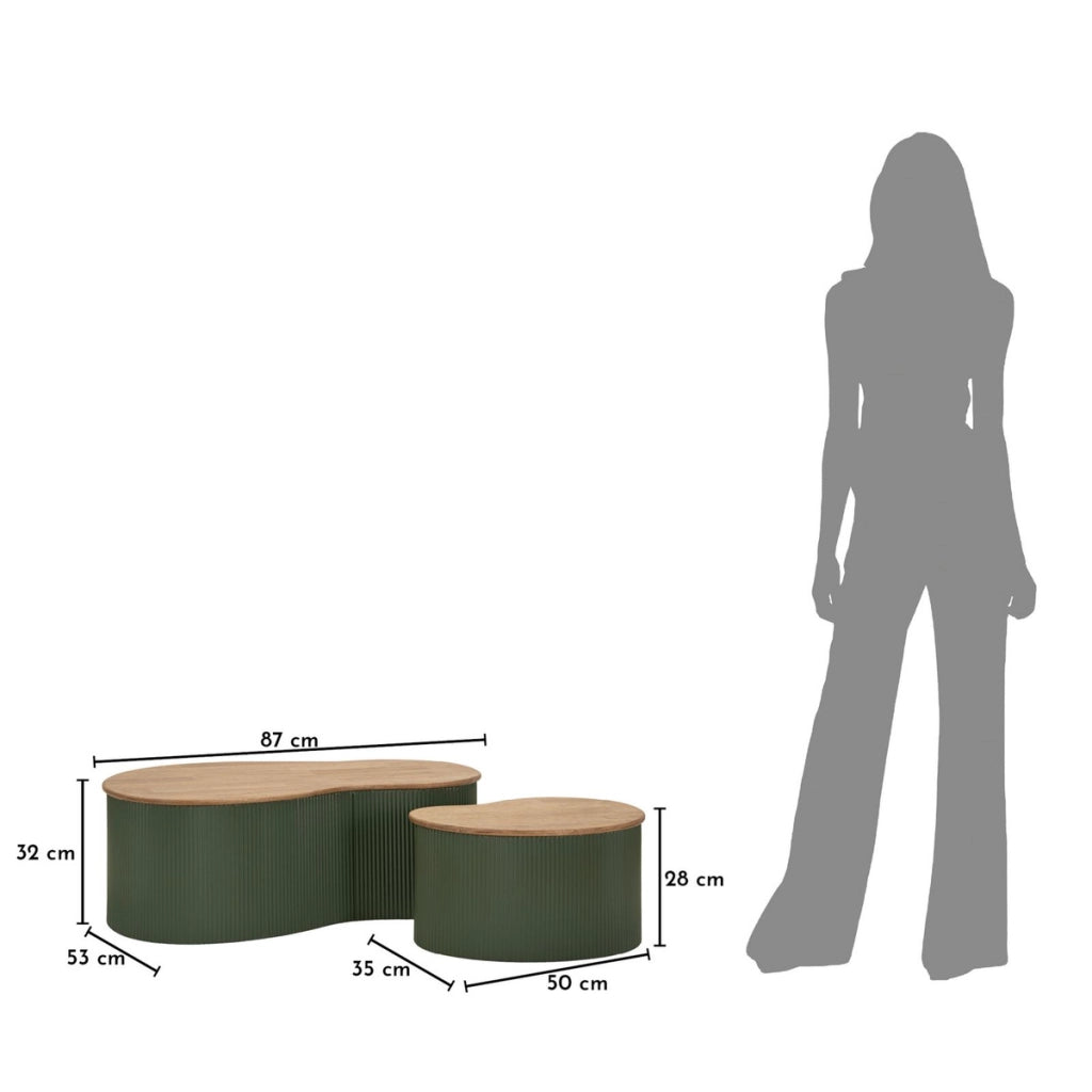 Set di Tavolini VKH1119, Verde, Legno, 87x53x32 cm