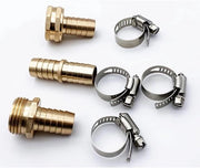 Kit di riparazione per tubi da giardino con connettori femmina e maschio - 3 set - 5/8 pollici - ottone - chiusura a vite in acciaio inossidabile