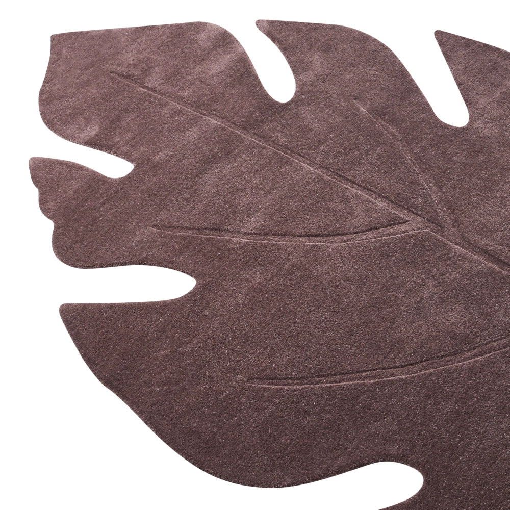 Tappeto a forma di foglia tuftato a mano 160 x 230 cm marrone scuro elemento decorativo