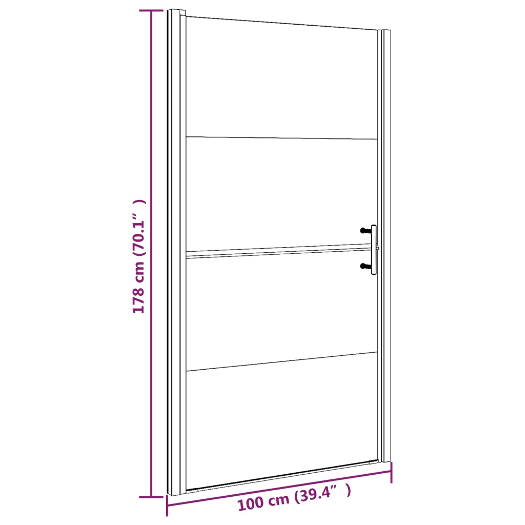 Parete Doccia 100x178 cm Vetro Temperato Semi Smerigliato Nero CFW2351002