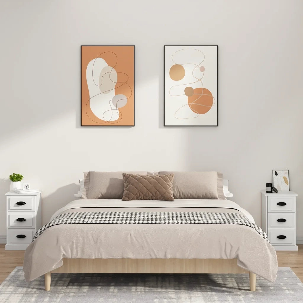 Comodino | Armadio da Notte | Mobiletto da notte Bianco 39x39x67 cm in Legno Multistrato
