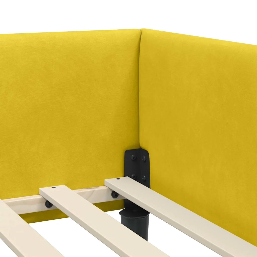 Cornice del letto ad angolo Giallo 90 cm x 200 cm Velluto 42016160