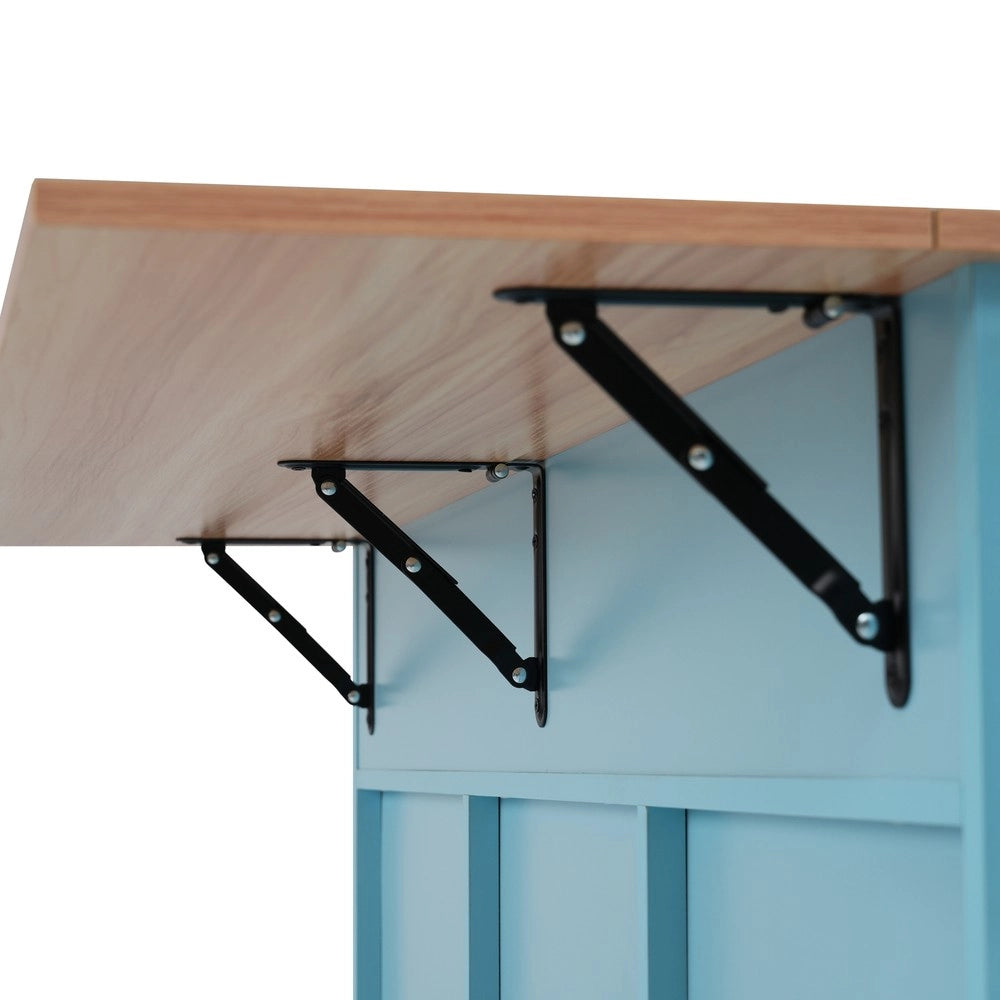 Carrello da Cucina con Cassetto ¨C Xylo ¨C Legno Massello, Blu, 129x46x91,5 cm