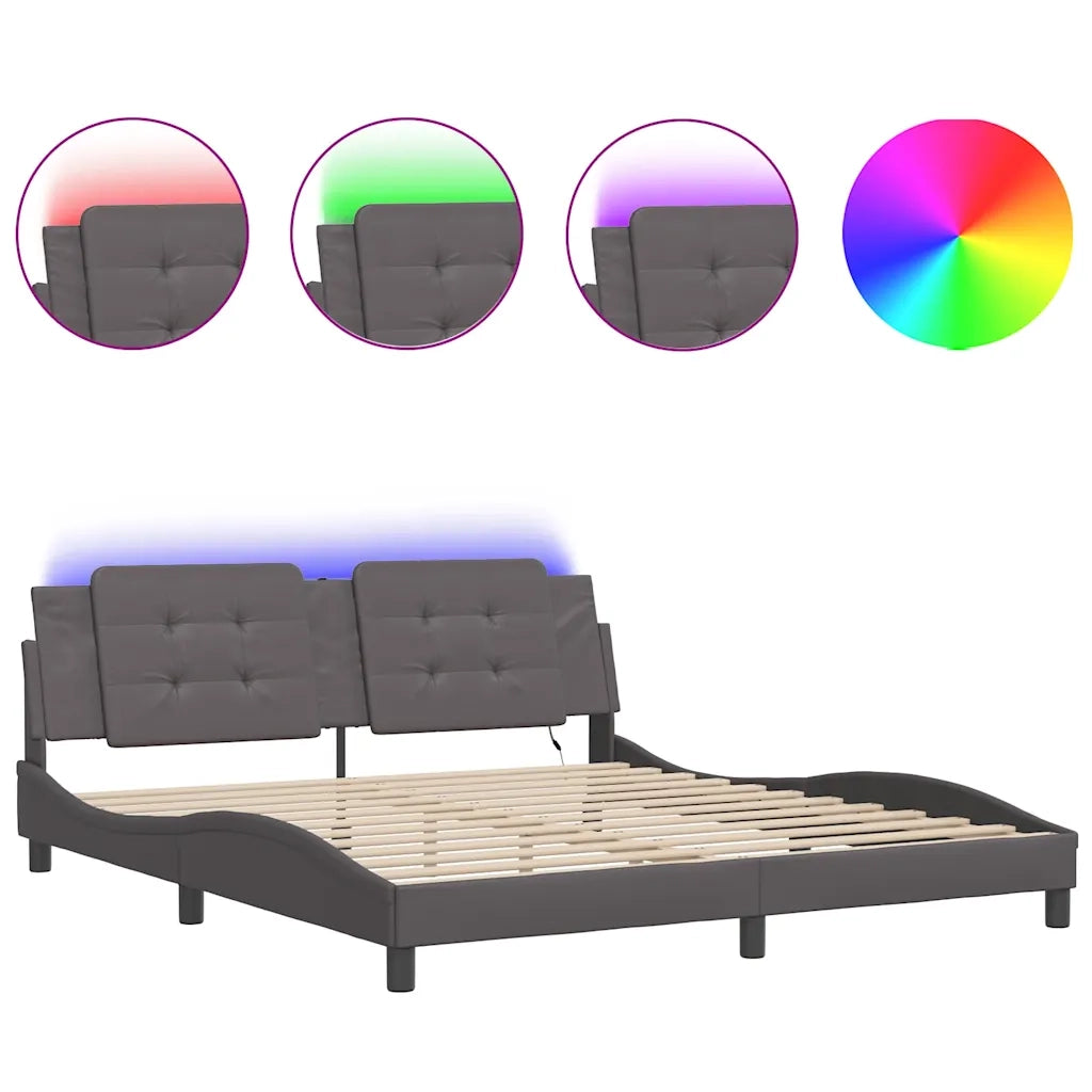 Giroletto con LED senza Materasso Zadar Grigio 180x200 cm 3214127