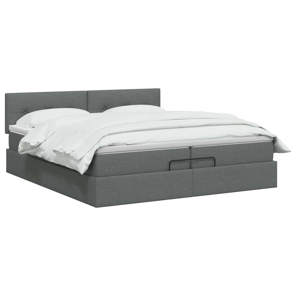 Letto ottomano con materasso Grigio Scuro 200 x 200 cm Tessuto 3456352