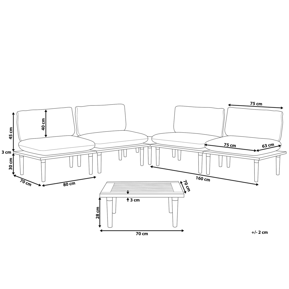 Set Divani Da Giardino Cuscini Grigi In Legno Massello Di Acacia Set Conversazione Da Esterno Moderno A 2 Posti Poltrone Con Tavolino