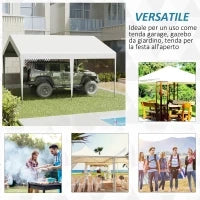 Garage Portatile 4x4m con Tettoia anti UV, Pioggia e Vento per Veicoli, Matrimoni e Feste - Bianco