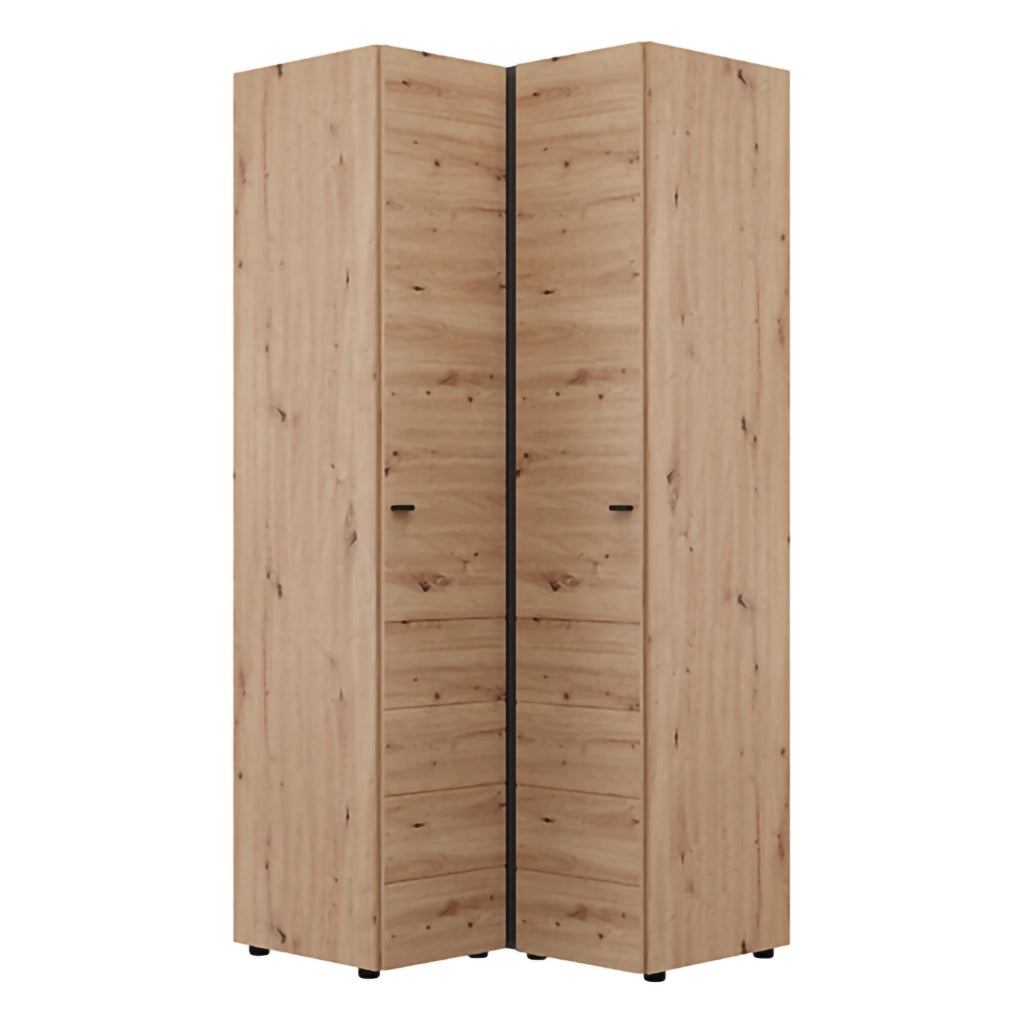Armadio Camera da Letto Tavole, Guardaroba 2 Ante 4 Ripiani, 95x208h cm Marrone Rovere Nodi