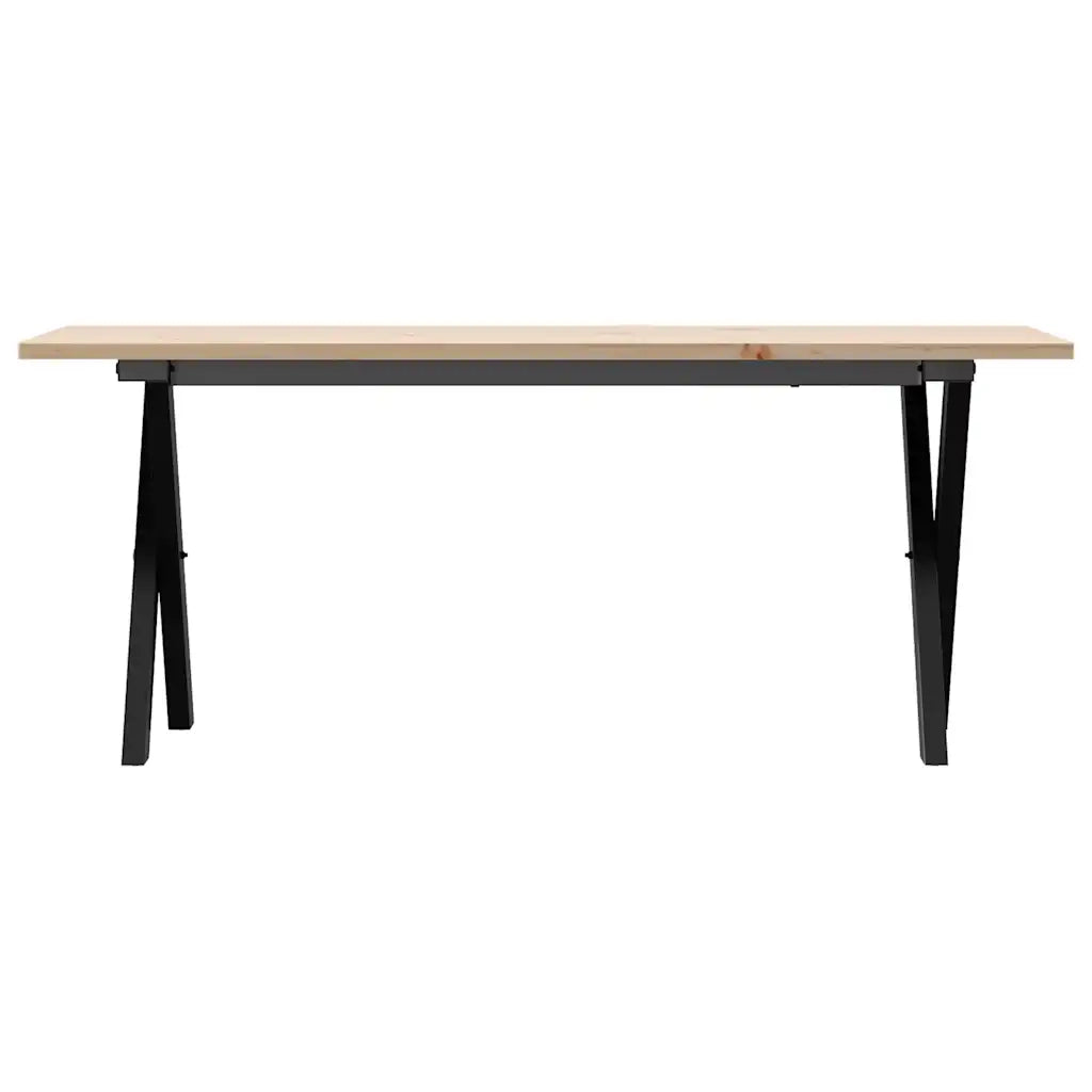 Tavolino Salotto Telaio a X 110x40x45 cm Legno Pino e Acciaio 3282689