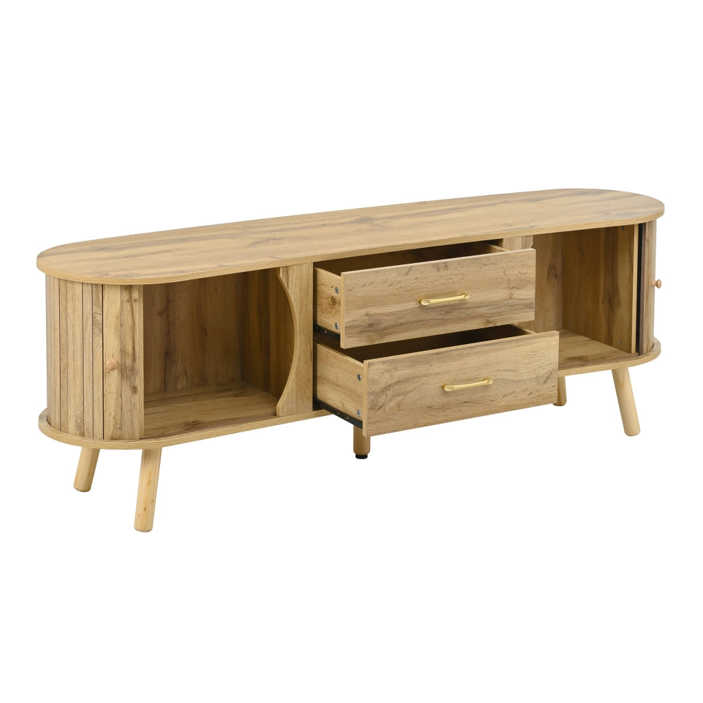 Mobile TV con 2 Ante Scorrevoli e 2 Cassetti ¨C MINIMAL ¨C Legno MDF Massello Moderno