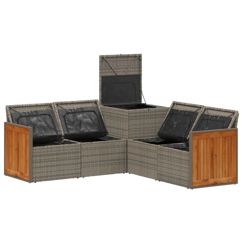 Set di divani 5 pz Grigio e Blu Navy Rattan sintetico e Acciaio 3447965