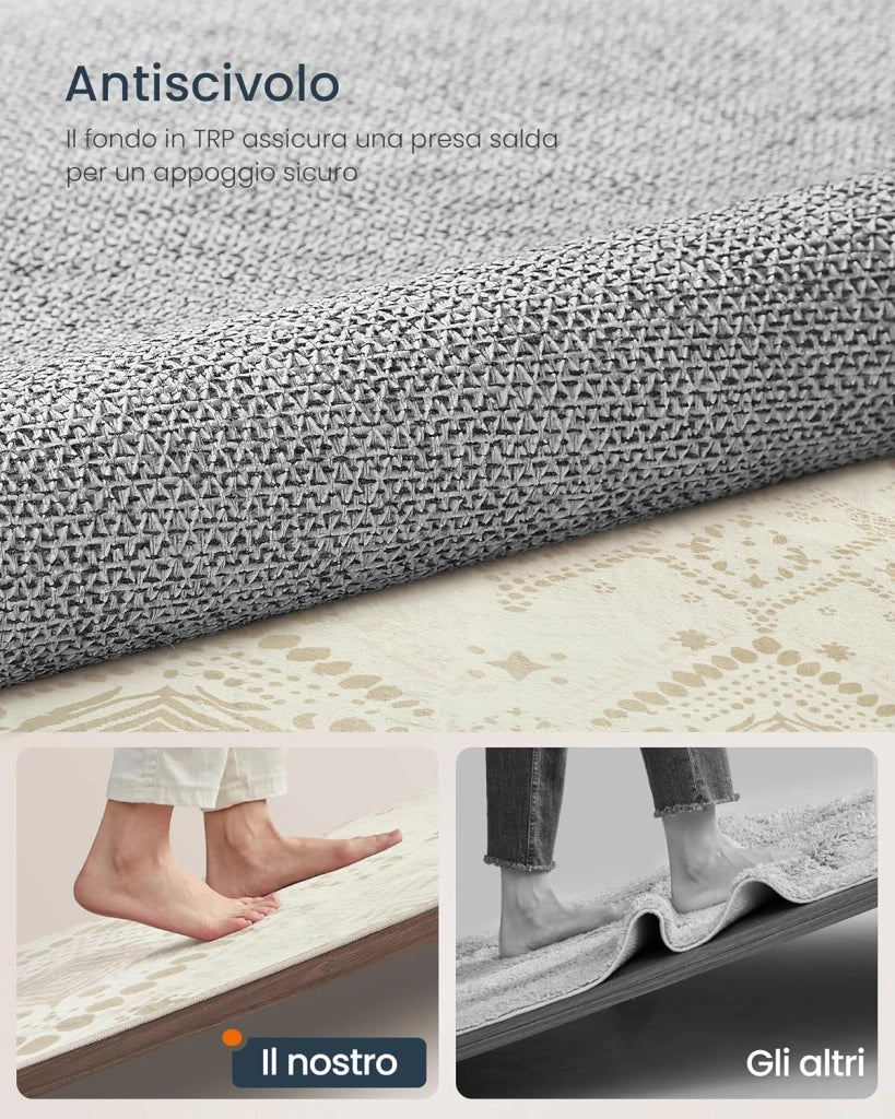 Tappeto per Soggiorno, 160 x 230 cm Tappeto Salotto Antiscivolo, per Soggiorno Camera da Letto Cameretta, Lavabile in Lavatrice, Stile Boho, Beige Sabbia TAR029L02