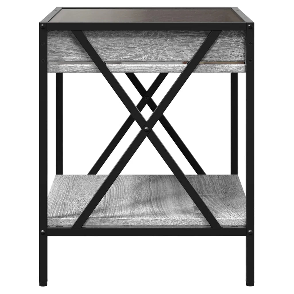 Tavolino da Salotto con LED Infinity Grigio Sonoma 40x40x49 cm