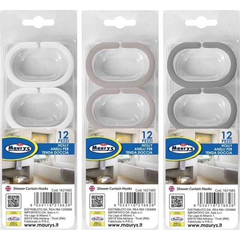 MAURY'S ANELLI DI RICAMBIO PER TENDA DOCCIA HOLLY 16PZ