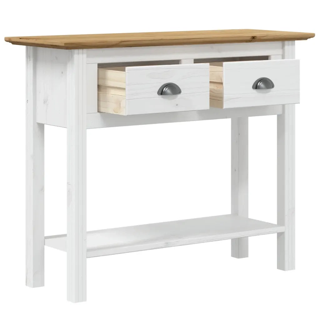 Tavolo Consolle BODO 91x35x74 cm Legno Massello Pino Marrone 355072