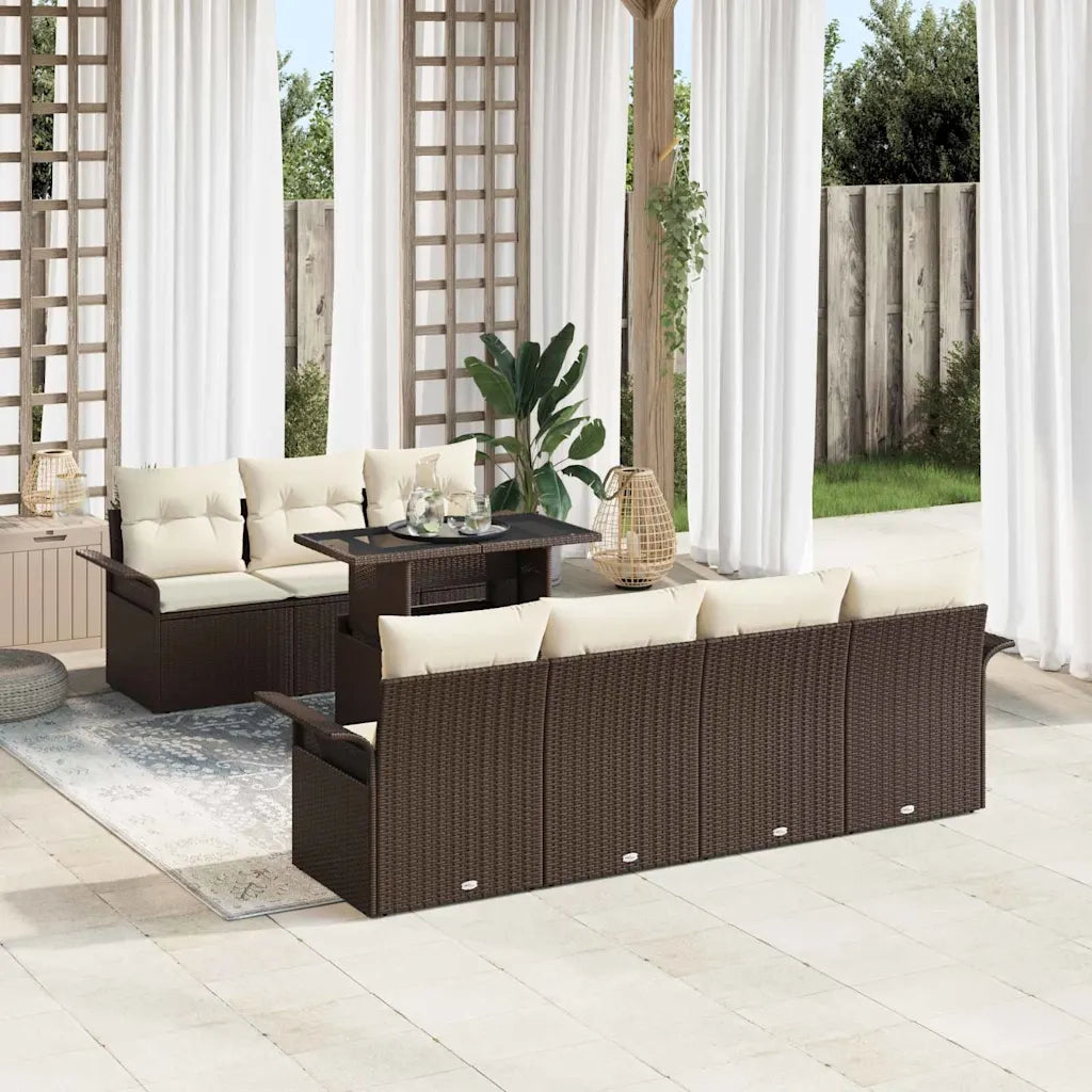 Set Divano da Giardino con cuscino 8 pcs Marrone polyrattan 3348224
