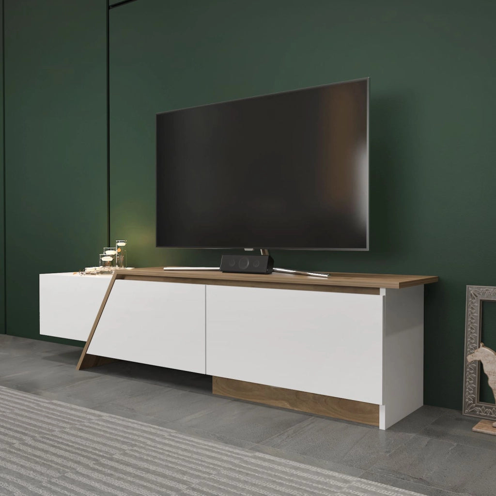 Porta TV in legno "Zonas" - 180 x 35 x 28 cm - Bianco