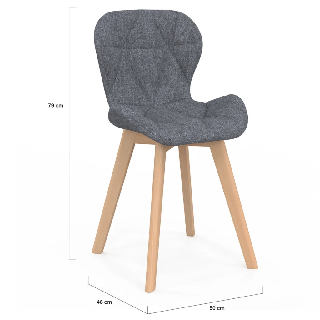 IDMarket - Set di 6 sedie da pranzo ROBINE in tessuto grigio scuro