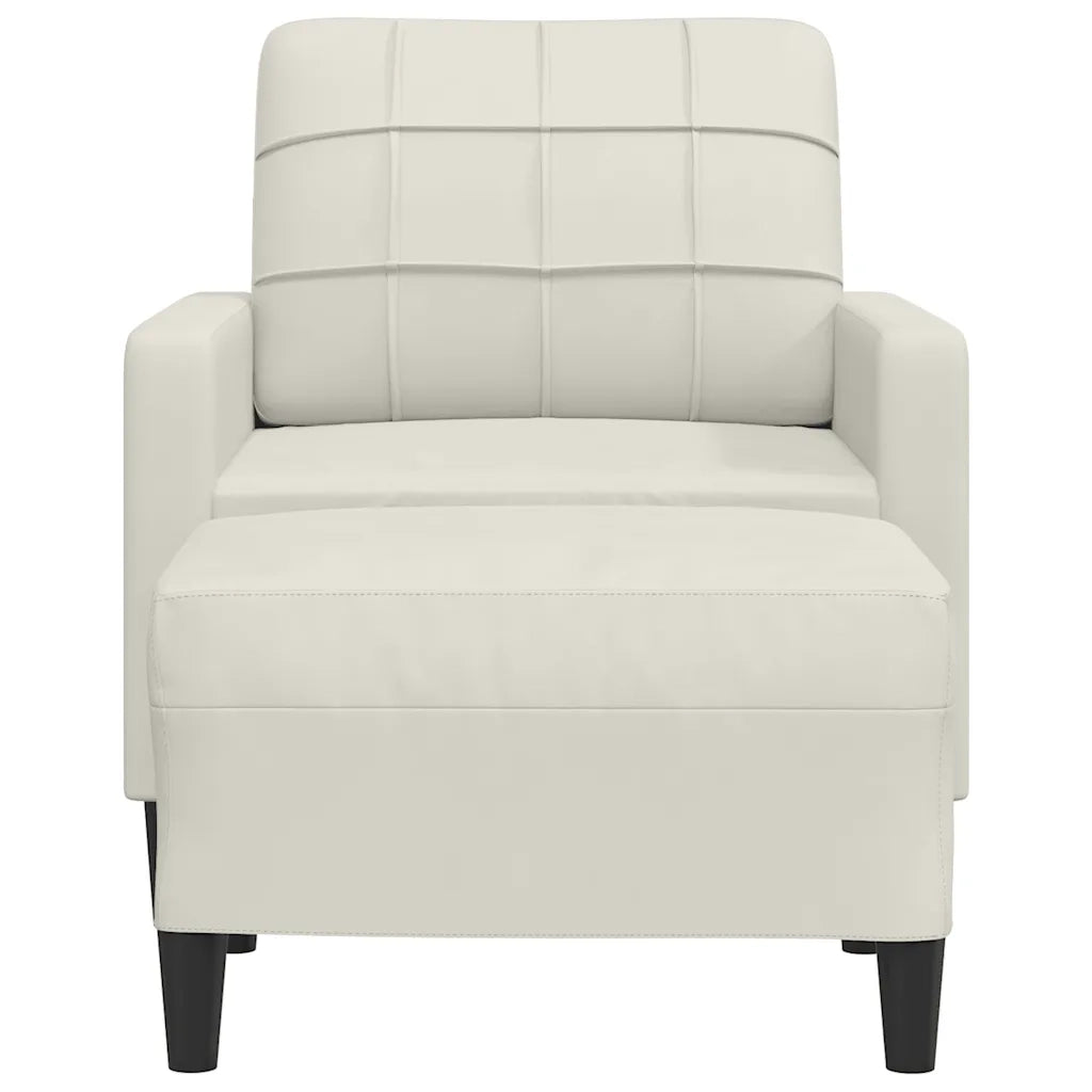 Poltrona | Sedia Relax con Poggiapiedi Crema 60 cm in Velluto