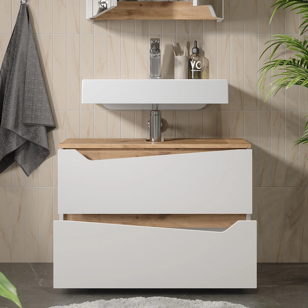 Vicco Mobile sottolavabo per bagno Bianco/Artisan 80 x 57.5 cm con 2 cassetti