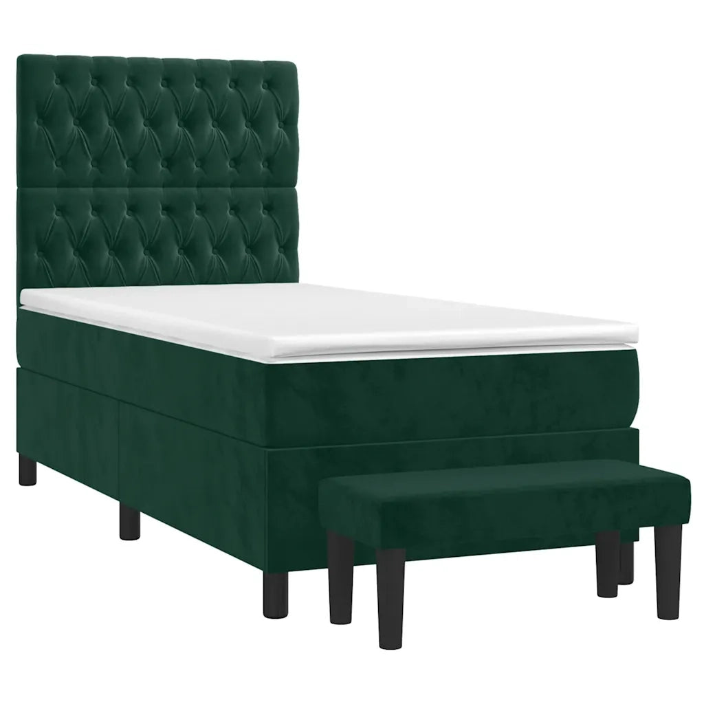 Giroletto a Molle con Materasso Verde Scuro 90x200 cm Velluto 3138004