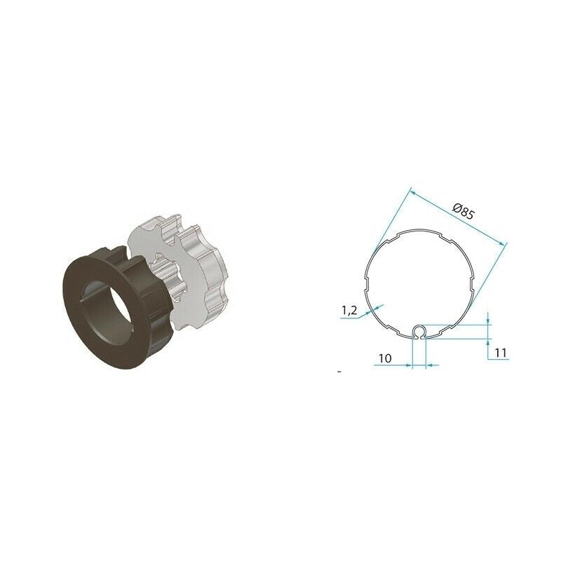 TM2 45 ADATTATORE PER TUBO TONDO 85MM CON OGIVA FAAC A4505_0513 AUTOMAZIONE