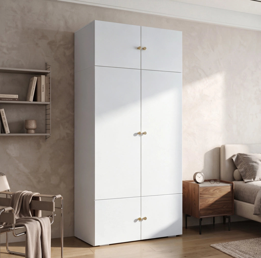 ARMADIO con asta appendiabiti e 5 vani 90x50x200 cm Bianco
